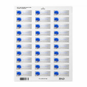 Royal Blue Heart Leafed Return Address Etiket (Full Sheet)