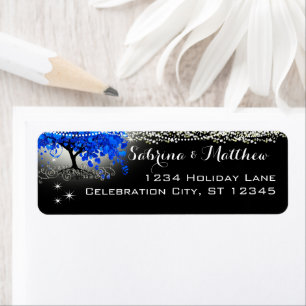 Royal Blue Heart Leafed Return Address Label