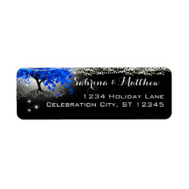 Royal Blue Heart Leafed Return Address Label