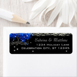 Royal Blue Heart Leafed Return Address Label