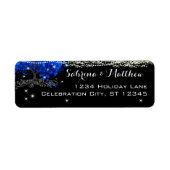 Royal Blue Heart Leafed Return Address Label (Voorkant)