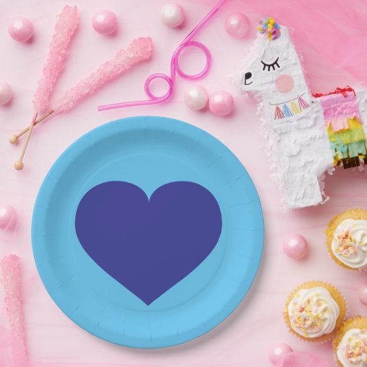 Royal Blue Heart Paper Bord (Feest)