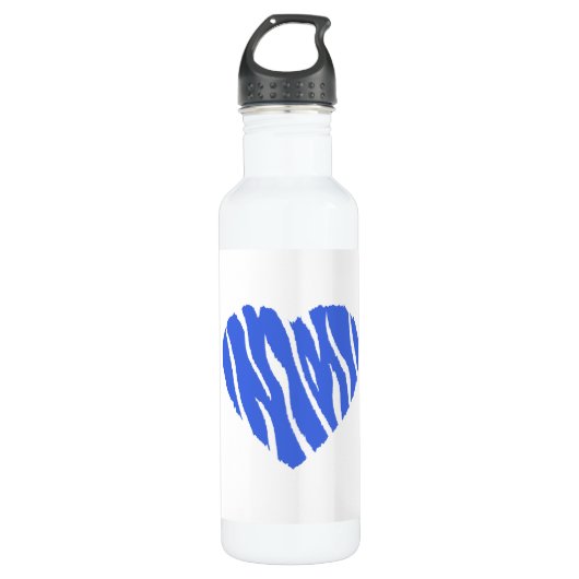Royal Blue Heart Waterfles (Voorkant)
