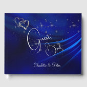 Royal Blue Hearts & Stars Wedding Gastenboek (Voorkant)