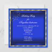 Royal Blue Heels Gold Glitter Birthday Party Kaart (Achterkant)