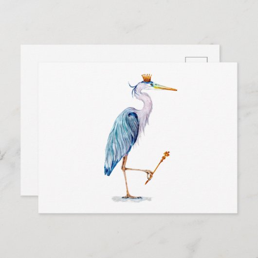 Royal Blue Heron Briefkaart (Voorkant / Achterkant)