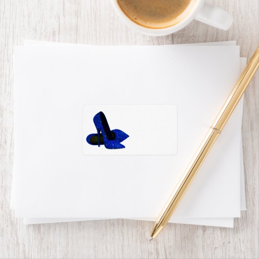 Royal Blue High Heel Shoe Adresetiketten Etiket (Insitu)