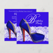 Royal Blue High Heel Shoe Verjaardagsfeest Kaart (Voorkant / Achterkant)