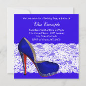 Royal Blue High Heel Shoe Verjaardagsfeest Kaart (Achterkant)