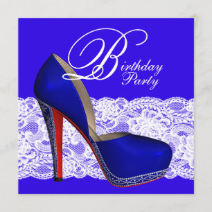 Royal Blue High Heel Shoe Verjaardagsfeest Kaart