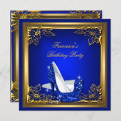 Royal Blue High Heels Elegant Birthday Party Kaart (Voorkant / Achterkant)