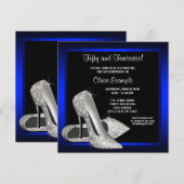 Royal Blue High Heels Verjaardagsfeest Kaart (Voorkant / Achterkant)