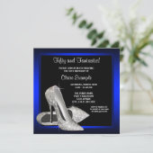Royal Blue High Heels Verjaardagsfeest Kaart (Staand voorkant)
