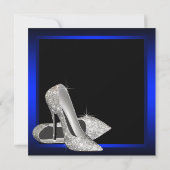 Royal Blue High Heels Verjaardagsfeest Kaart (Achterkant)