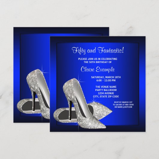 Royal Blue High Heels Vrouwen Verjaardagsfeest Kaart (Voorkant / Achterkant)