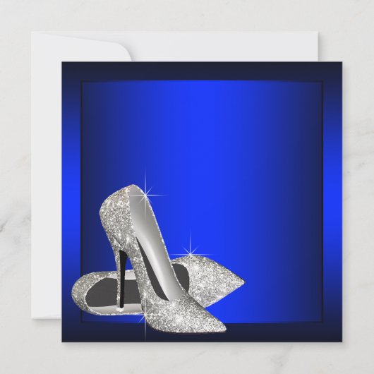 Royal Blue High Heels Vrouwen Verjaardagsfeest Kaart (Achterkant)