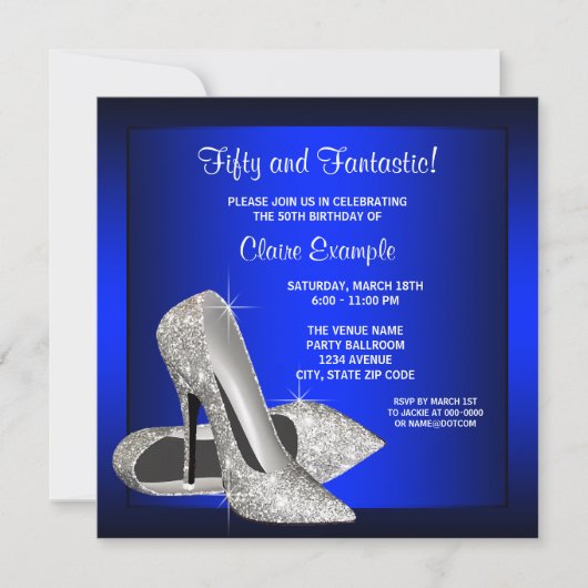 Royal Blue High Heels Vrouwen Verjaardagsfeest Kaart (Voorkant)
