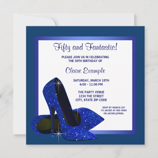 Royal Blue High Heels Vrouwen Verjaardagsfeest Kaart (Voorkant)