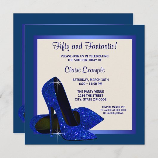 Royal Blue High Heels Vrouwen Verjaardagsfeest Kaart (Voorkant / Achterkant)