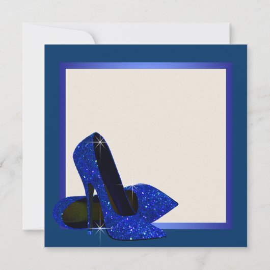 Royal Blue High Heels Vrouwen Verjaardagsfeest Kaart (Achterkant)