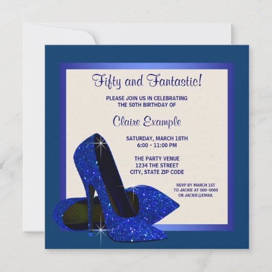 Royal Blue High Heels Vrouwen Verjaardagsfeest Kaart (Voorkant)