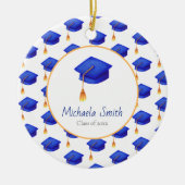 Royal Blue High School Afstuderen Foto Kerst Keramisch Ornament (Voorkant)
