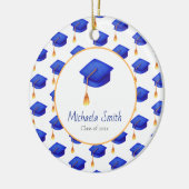 Royal Blue High School Afstuderen kerst Keramisch Ornament (Links)