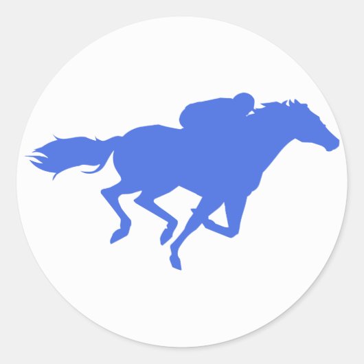 Royal Blue Horse Racing Ronde Sticker (Voorkant)