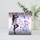 Royal Blue Hot Pink Zebra Verjaardagsfeest Kaart (Staand voorkant)