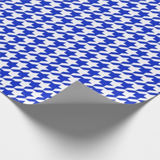 Royal Blue Houndstooth Cadeaupapier (Hoek)