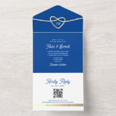 Royal Blue Huwelijks QR Code All In One Uitnodiging (Binnen)