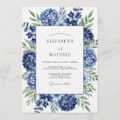 Royal Blue Hydrangea Bloom Wedding Kaart (Voorkant)