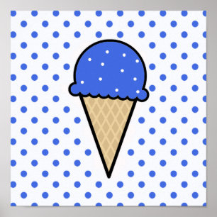 Royal Blue Ice Cream Cone Poster