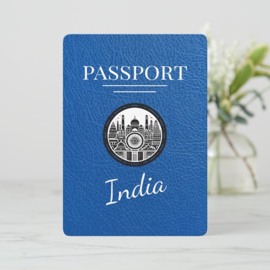 Royal Blue India Passport Bewaar de datum Save The Date (Staand voorkant)