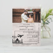Royal Blue India Passport Wedding Invitation Kaart (Staand voorkant)