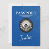 Royal Blue India Passport Wedding Invitation Kaart (Achterkant)
