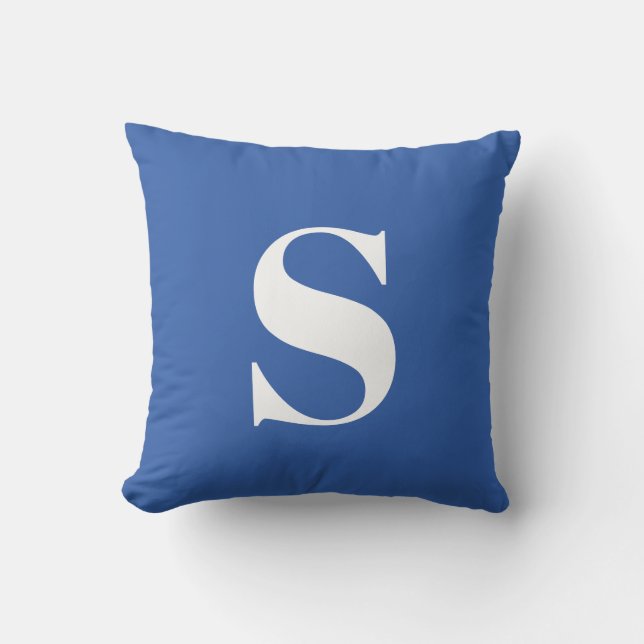 Royal Blue Initiaal Monogrammed Outdoor Kussen (Voorkant)