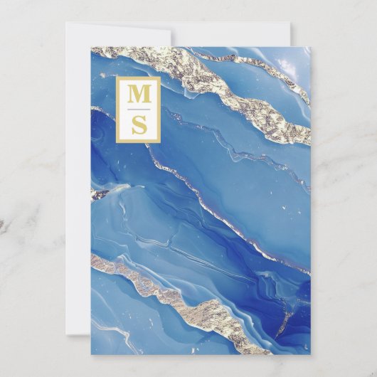 *~ Royal Blue Initialen Agate QR AR66 RSVP bruilof Kaart (Voorkant)