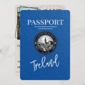Royal Blue Ireland Passport Bewaar de datum Save The Date (Voorkant / Achterkant)
