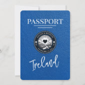 Royal Blue Ireland Passport Wedding Invitation Kaart (Achterkant)