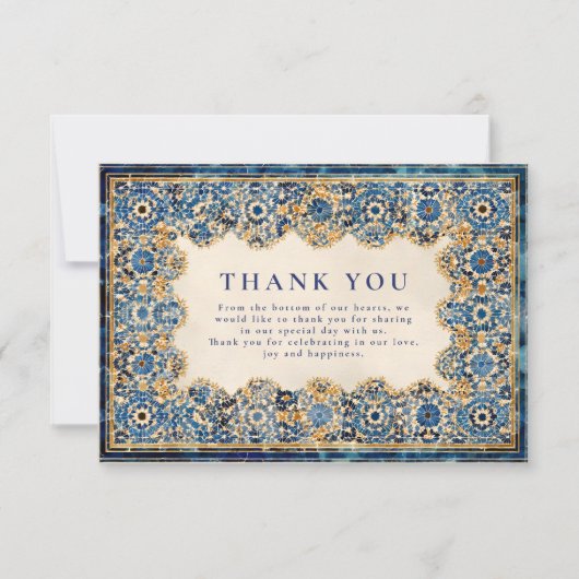 Royal Blue Islamic Wedding Bedankkaart (Voorkant)