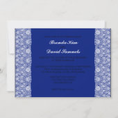 Royal Blue Ivory Elegant Lace Wedding Invitation Kaart (Achterkant)