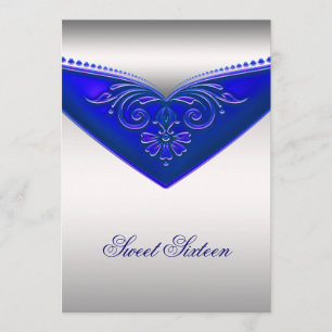 Royal Blue Ivory Sweet Sixteen Verjaardagsfeest Kaart
