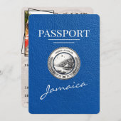 Royal Blue Jamaica Passport Bewaar de datum Save The Date (Voorkant / Achterkant)