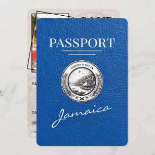 Royal Blue Jamaica Passport Bewaar de datum Save The Date