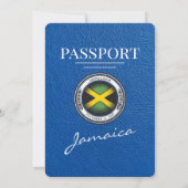 Royal Blue Jamaica Passport Wedding Invitation Kaart (Achterkant)