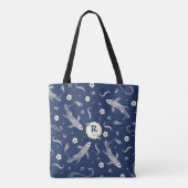 Royal Blue Japans Koi Design Tote Bag (Achterkant)