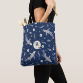 Royal Blue Japans Koi Design Tote Bag (Dichtbij)