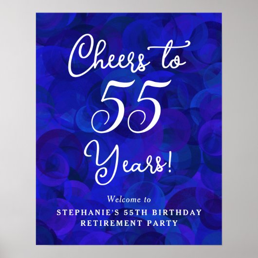 Royal Blue juicht tot 55 jaar Verjaardag Pensioen Poster (Voorkant)