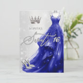 Royal Blue Jurk Sneeuwvlokken Winter Zoet 16 Kaart (Staand voorkant)